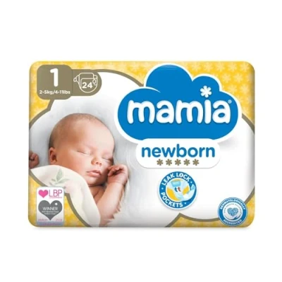Image of ALDI Mamia Newborn Nappies, Size 1, (24 Nappies) Ultra Dry Air System
