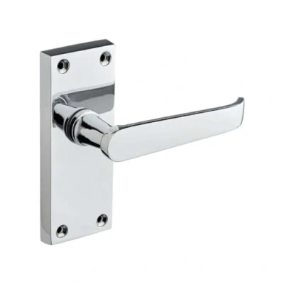 Image of Designer Levers Victorian Straight Lever Door Handles Polished Chrome 1 Pair Latch Handle Interior Use Short