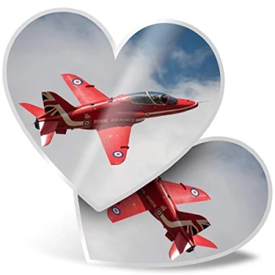 Image of 2 x Heart Stickers 7.5 cm Red Arrows Plane RAF Laptop Tablet Luggage Scrapbook #14551
