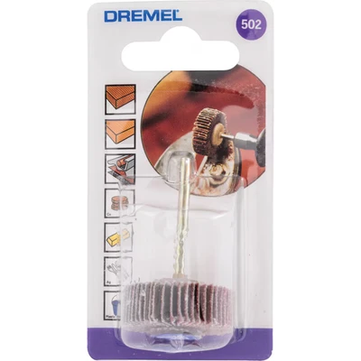 Image of Dremel 502 Flap Wheel (9.5 mm, Grit 80), Rotary Tool Accessory for Sanding, Light Material Removal and Finish Smoothing