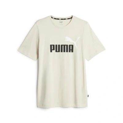 Image of Puma ESS+ 2 COL LOGO Print Tshirt, Men&#039;s, Size: Medium, Alpine snow