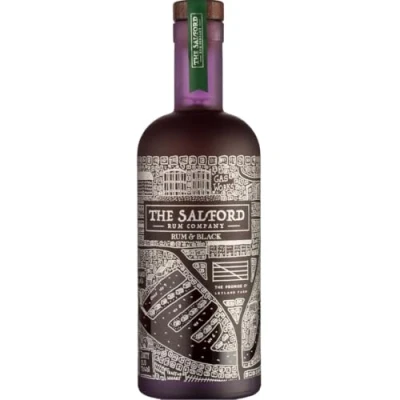 Image of The Salford Rum Company &amp; Black 70cl (28% ABV) Smooth, Sweet Moreish Blackcurrant Flavours With A Warming Hit Delicious Drink Beautifully Presented Limited Edition Bottle Design