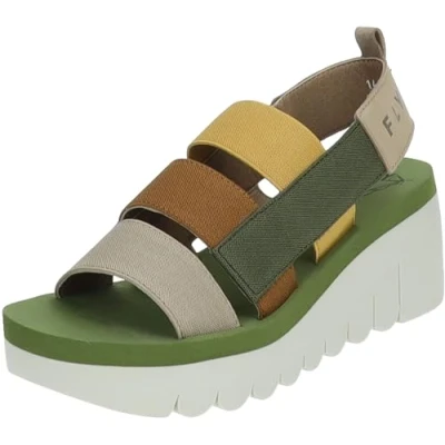 Image of Fly London Women&#039;s YERE847FLY Sandal, Cloud/Multicolor/Green, 7 UK