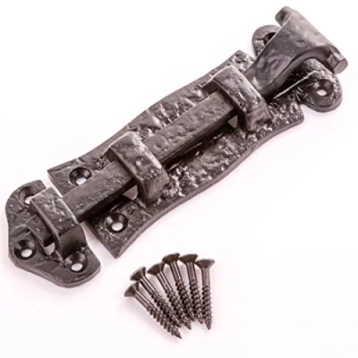 Image of 2X Black Cast Iron Old Style Scroll Tower Bolts 125mm