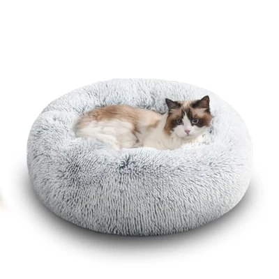 Image of WESTERN HOME WH Dog Bed,Cat Kitten Bed large washable,Waterproof Scruffs Bed,Fluffy Plush Basket with Anti Slip Bottom,Light Grey,M (50x50x20 cm)