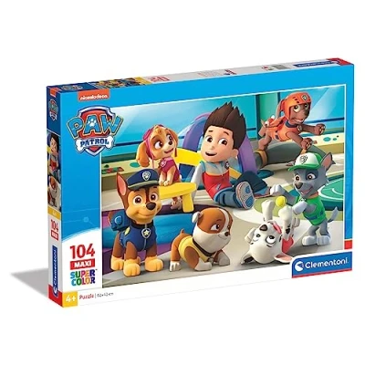 Image of Clementoni 23970, Paw Patrol Supercolor Puzzle for Children 104 Pieces, Ages 3 Years Plus