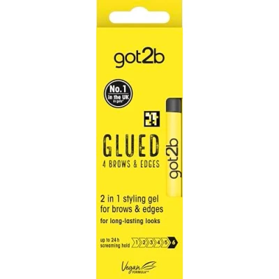 Image of got2b Glued for Brows &amp; Edges 2 in 1 Wand Eyebrow Gel, 72hr Hold, No White Residue or Stickness, Vegan, Silicone Free, Alcohol 16 ml