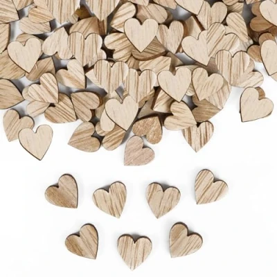 Image of 100pcs Wedding Table Decoration Confetti Wooden Heart Rustic Small Scatters