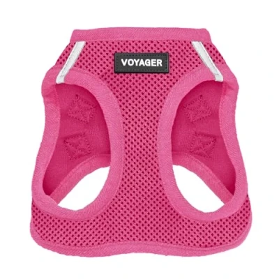 Image of Voyager Step in Air Dog Harness All Weather Mesh, Reflective, No Pull for Small, Medium Dogs, Cats Secure with Hook &amp; Loop Fastener, Buckle, Double D Rings Fuchsia, XS