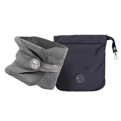 Image of trtl Travel Pillow for Neck Support Super Soft with Shoulder and Cozy Cushioning Lightweight Easy to Carry Machine Washable Grey