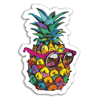 Image of 2 x 10cm Pineapple Vinyl Stickers Surf Fun Sticker Laptop Luggage #17246 (10cm Tall)