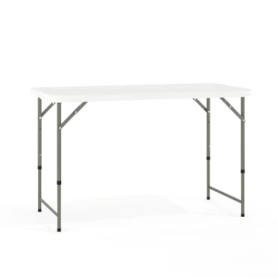 Image of Flash Furniture Elon 4 Foot Height Adjustable Bi Fold Granite White Plastic Folding Table