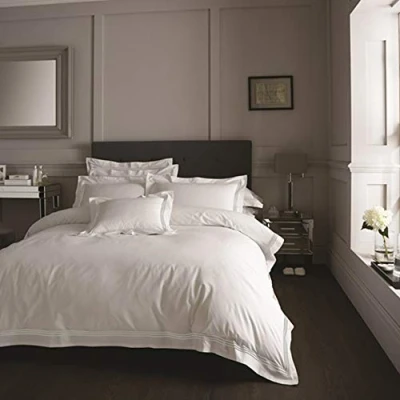 Image of Gaveno Cavailia Hotel Collection Super King Duvet Set Devore White/Grey, Luxury Elegant Bedding, 3 Piece Cotton Blend Bedlinen, Easy Care DuvetCover Bedset, 1 Quilt Cover and 2 Pillow Cases