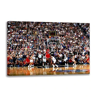 Image of Annick Goutal Michael Jordan&#039;s Last Shot In 1996 Wall Art Canvas Painting Fan Poster Print Picture for Living Room Decor (Artwork 1,40 x 60 cm(framed))