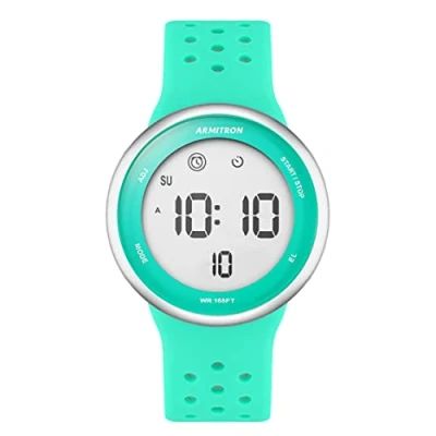 Image of Armitron Sport Unisex Digital Chronograph Silicone Strap Watch, 40/8423, Teal, 40/8423TEL