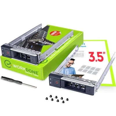 Image of WorkDone 2 Pack 3.5&quot; Drive Caddy Compatible for Dell PowerEdge 14th Gen R340 R440 R540 R640 R740 R740xd2 R6415 R7415 R7425 XC640 10 XC740xd 12 Hot Swap SAS SATA Tray with Setup Manual