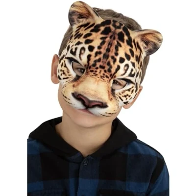 Image of Smiffys Kids Leopard Mask on Elastic, Children&#039;s Animal Fancy Dress, Child Dress Up Masks