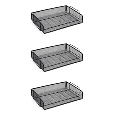 Image of OSCO Wiremesh Letter Tray (Landscape) Black (Pack of 3)