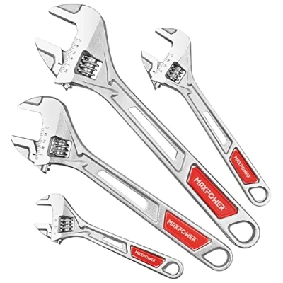 Image of MAXPOWER 4Pcs Adjustable Wrench Set, Spanner Set 150mm, 200mm, 250mm &amp; 300mm