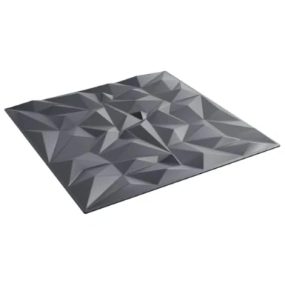 Image of vidaXL Grey 3D Wall Panels 24 pcs XPS Amethyst Wallpaper Tiles, 50x50 cm, Water Resistant DIY Coverings for Home, Office, Cafes