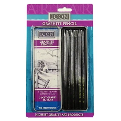 Image of Icon Professional Graphite Pencils Tin of 6 2B, 4B and 6B