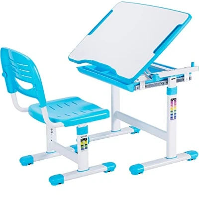 Image of VIVO Blue Height Adjustable Childrens DESK and Chair Set, Kids Interactive Workstation, V201B