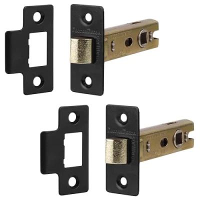 Image of Decoranddecor 2.5 Inch Tubular Mortice Latch for Internal Doors, Fire Rated (2 Pack, 44 64mm, Matt Black)