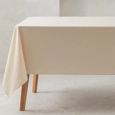 Image of GAMUSI Plain Tablecloth Organic Cotton Fabric Waterproof Stain Resistant Rectangular 140 x 100 cm Ecru