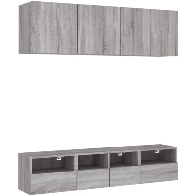 Image of 5 Piece tv Wall Units Grey Sonoma Engineered Wood Vidaxl