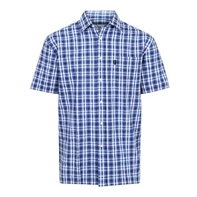 Image of Champion Mens Checked Country Casual Short Sleeve Shirt Croyde Blue 3XL
