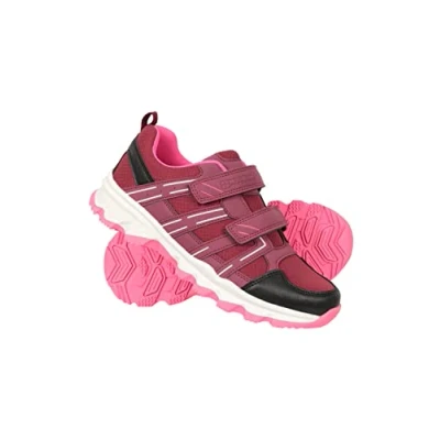 Image of Mountain Warehouse Cannonball Kids Walking Shoes Lightweight &amp; Soft Suede Textile Sneakers with Ankle Support for Autumn Winter Travelling Camping Berry Shoe Size 5