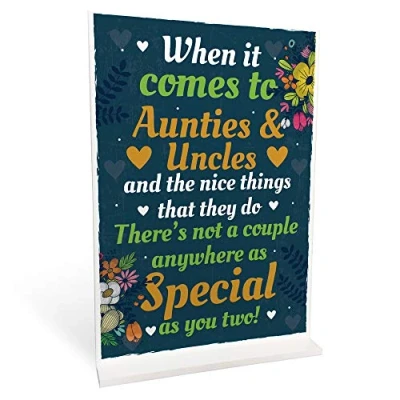 Image of RED OCEAN Auntie And Uncle Christmas Birthday Card Gift From Niece Nephew THANK YOU Ornament Plaque
