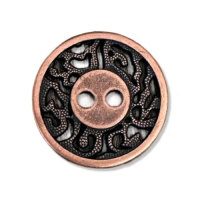 Image of Pack of 10 Flat Copper Coloured Metal Buttons 2 Holes 13 mm, 15 20 mm or 25 (20 mm)