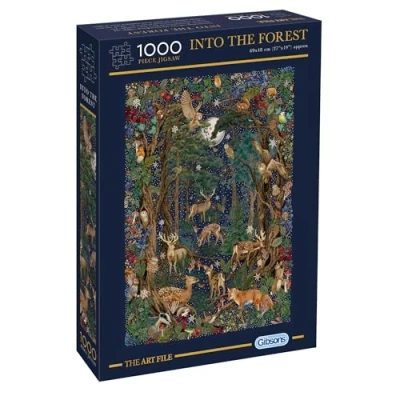 Image of the Art File: Into Forest 1000 Piece Jigsaw Puzzle Animals Artwork Sustainable for Adults Premium 100% Recycled Board Great Gift Gibsons Games