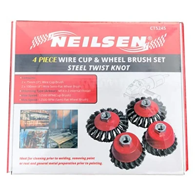 Image of 4 Pce Wire Cup and Wheel Brush Set