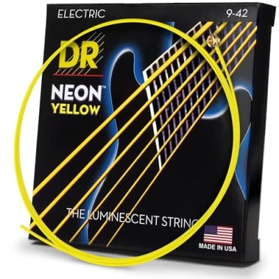 Image of Dr E Neon NYE 9 HiDef Lite Guitar String, Yellow