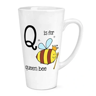 Image of Q is for Queen Bee 17oz Large Latte Mug Cup