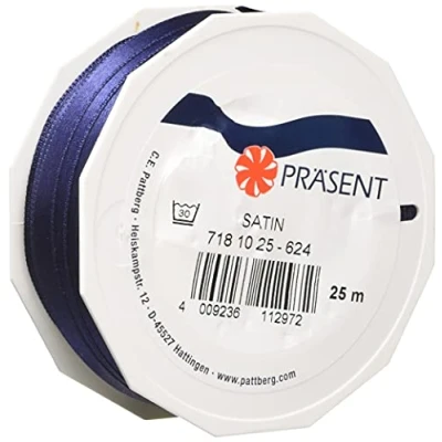 Image of Präsent C.E. Pattberg SATIN dark blue gift ribbon, 27 yards for Wrapping Gifts, Ribbon Decorating &amp; Crafting, Decorative every occasion, 10mm 25m