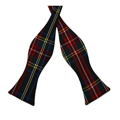 Image of King &amp; Priory Traditional Dark Green Tartan Check Self Tie Bow Tie, Scotland