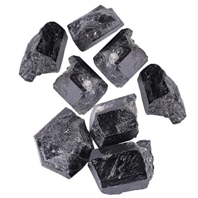 Image of Raw Natural Black Tourmaline Crystals Stone Rough Rock Quartz Crystal Healing