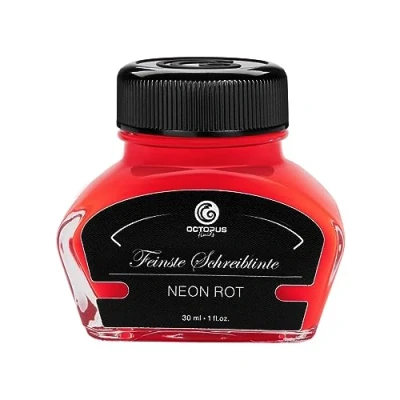 Image of OCTOPUS Highlighter Ink for Fountain Pen, Fluorescent Neon Pen Writing and Marking, Luminous Ink, Red, 30 ml