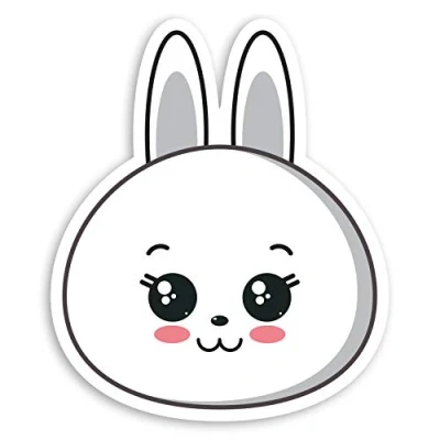Image of 2 x 10cm Cute White Rabbit Vinyl Stickers Bunny Kids Laptop Sticker #20933 (10cm Tall)
