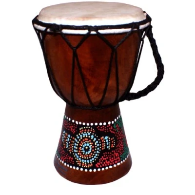 Image of Hand Painted Djembe Drum Fair Trade West African (Height: 20cm)