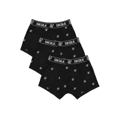 Image of SikSilk Men&#039;s Black 3Pack Multi Pack Logo Boxer XL
