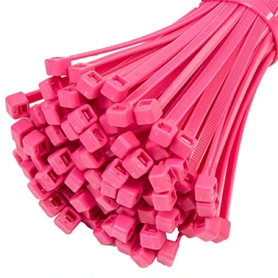 Image of 200x Strong Fluorescent Pink Cable Ties (300mm x 4.8mm)
