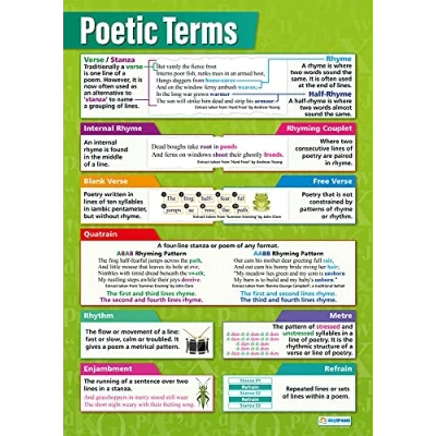 Image of Poetic Terms English Posters Laminated Gloss Paper measuring 850mm x 594mm (A1) Language Classroom Education Charts by Daydream