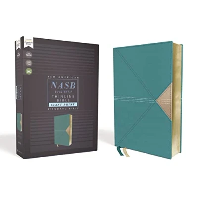 Image of NASB, Thinline Bible, Giant Print, Leathersoft, Teal, Red Letter, 1995 Text, Comfort Print