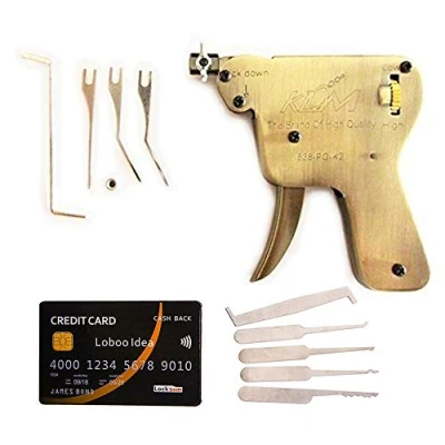 Image of Loboo Idea Lock Pick Gun Locksmith Tool Door Opener, Plug Spinner Turning Opener (Down, with Card Tool)