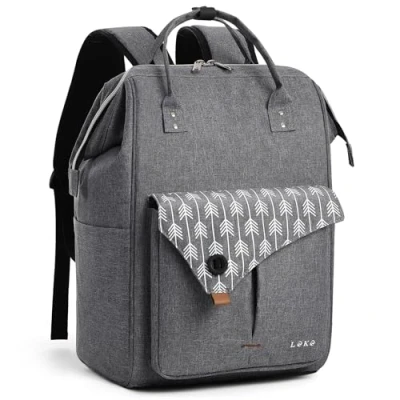 Image of Lekesky Women’s Laptop Backpack, 39.62 cm / 15.6 Inch Compartment for Work, School, University, Grey arrow, L, Casual Daypack