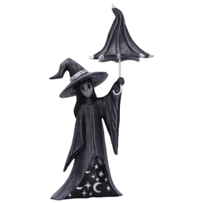 Image of Nemesis Now Little Souls Twinkle Figurine 18cm, Resin, Black, Witch Ghost with Brolly Figurine, Cast in the Finest Expertly Hand Painted